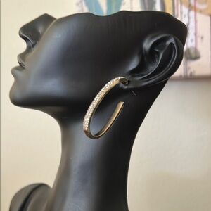 Chic Gold tone and Pave Hoop Pierced Earrings